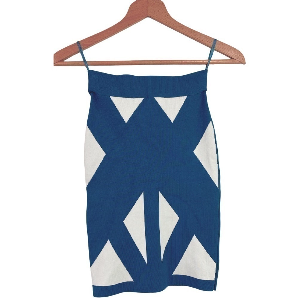 BCBGMaxazria - Natalee Skirt BLUE/WHITE Geometric